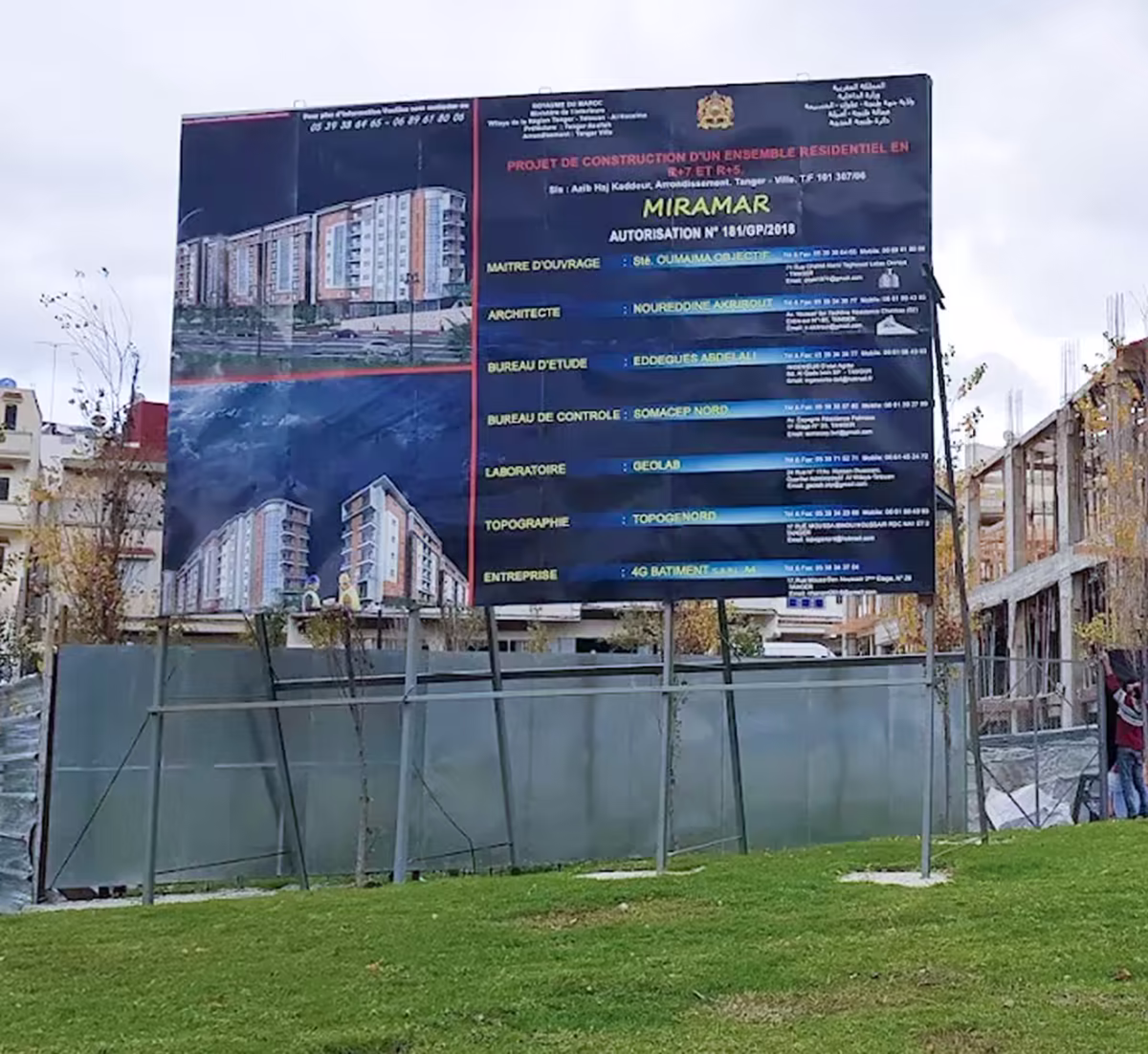 Bâche de chantier Miramar à Tanger — impression grand format